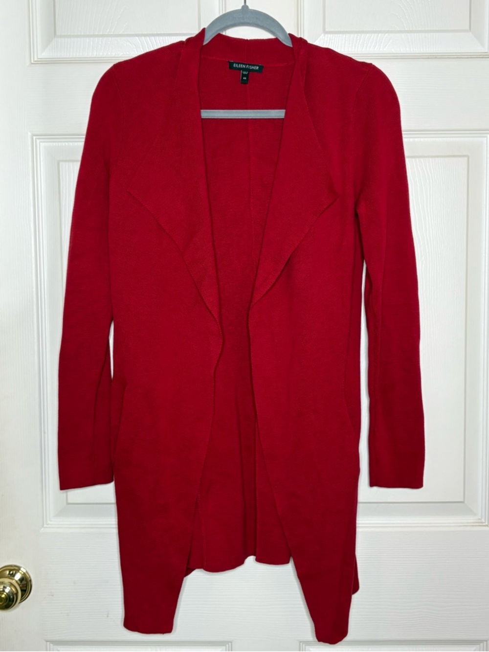 Eileen Fisher 80% Silk 20% Cotton Shawl Collar Open Jacket Knit Cardigan Sz XS